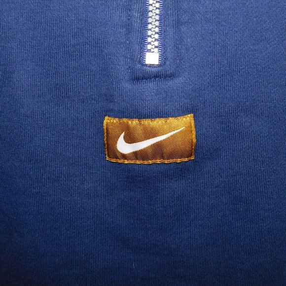 Vintage 90's NIKE Mens L Blue 1/4 Zip Hoodie hooded Sweatshirt Swoosh oversized - Picture 7 of 12